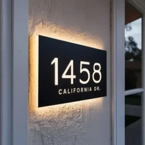 illuminated vs non-illuminated house sign