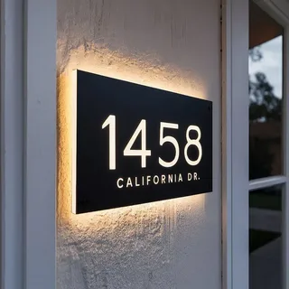 illuminated vs non-illuminated house sign